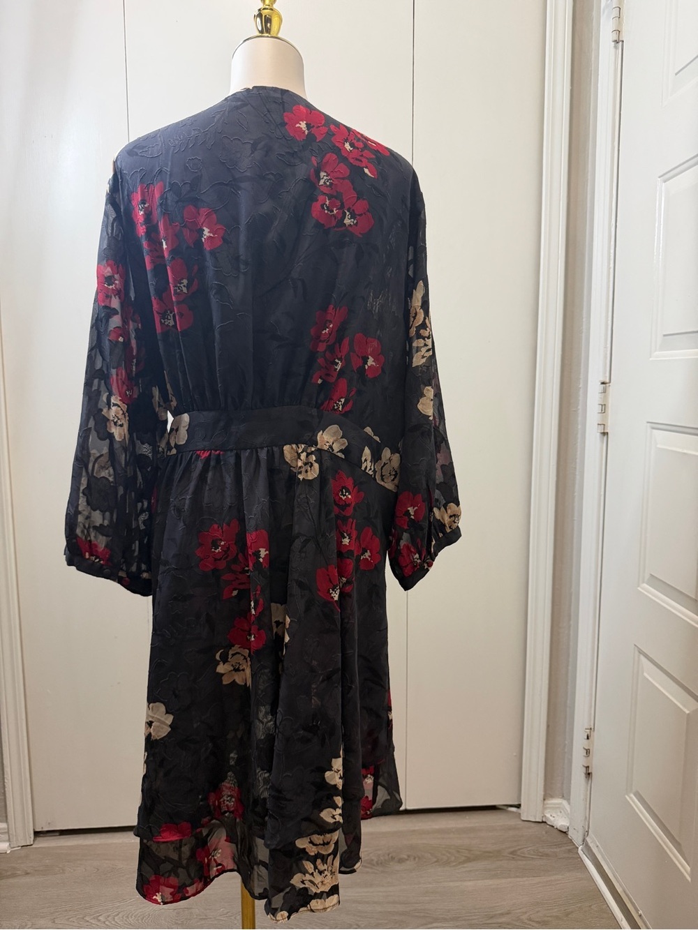 Torrid wrap Black Dress with Red Floral Accents - Picture 6 of 11